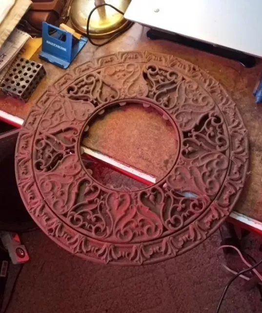 Antique Victorian Ornate Round Cast Iron Heat Register Floor Grate 16"Diameter