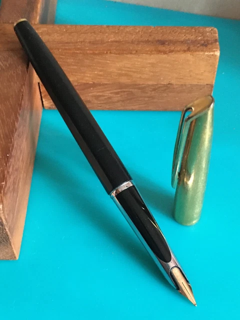 Stylo Plume Waterman Noir Avec Bouchon Argenté - Ancien, Occasion, Fonctionnel
