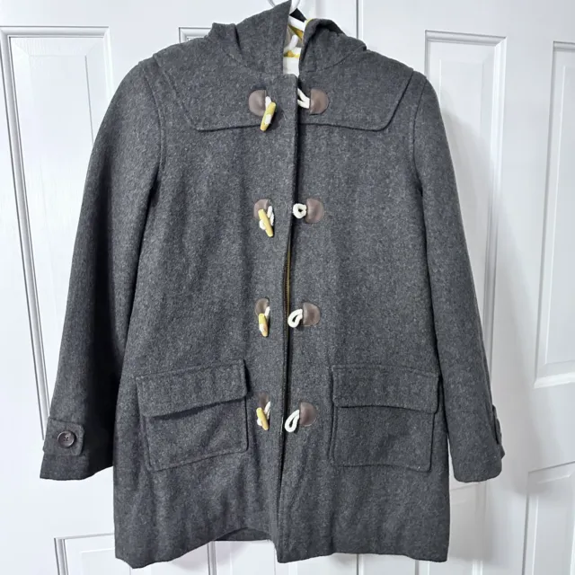 Mini Boden Girls Hooded Wool Duffle Toggle Zipper Coat Jacket  Size 11-12 Y