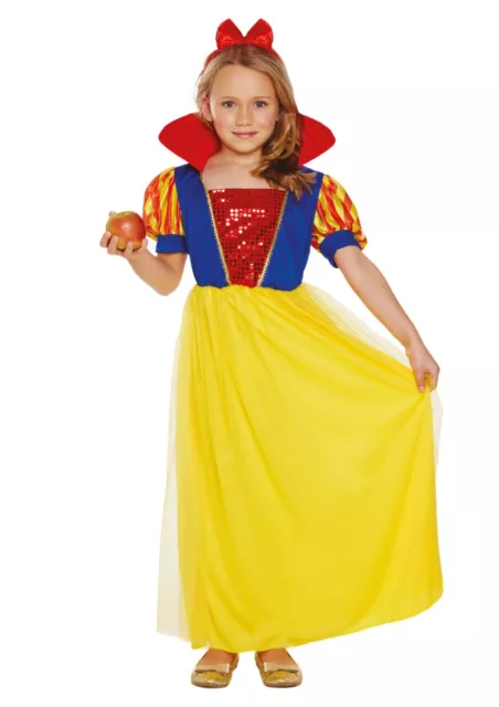 Girls Kids Snow Girl Yellow Princess Fancy Dress Costume Children's White Party