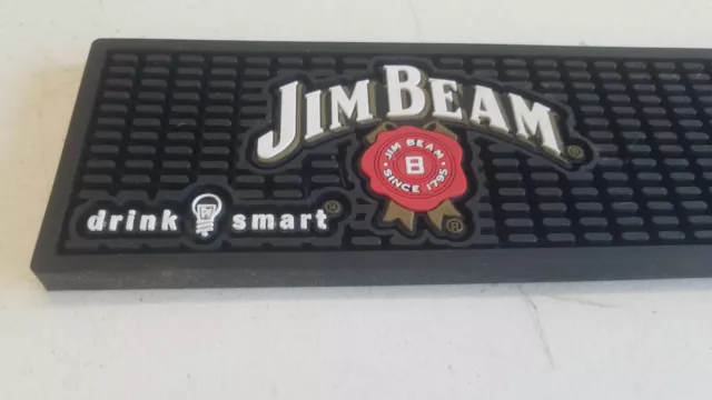 New Jim Beam Bourbon Whiskey Rubber Bar Spill Mat  24" x 3.5" Black - WD1 2