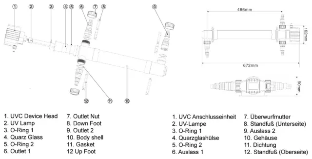 TTSunSun UV-C 55W Teichklärer Wasserklärer Lichtfilter Vorklärgerät UVC Gerät 3