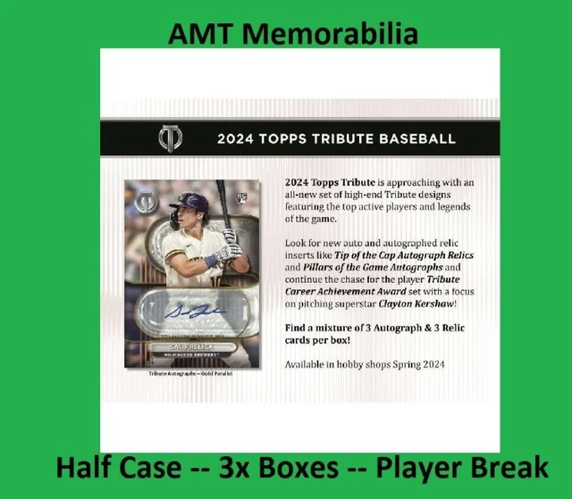 EVAN CARTER TEXAS Rangers 2024 Topps Tribute HALF Case 3X Box Break 4