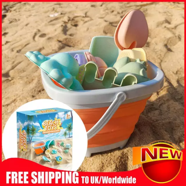 11Pcs Play Sand Toys Set With Bucket Shovel Rake Sprinkler Mold Sifter (Orange)