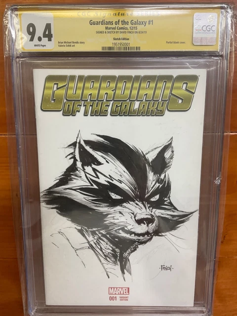 Guardians of the Galaxy #1 CGC. 9.8 SS David Finch Rocket Raccoon Sketch Art