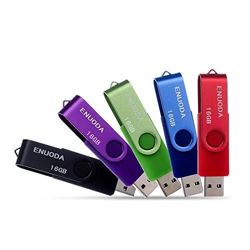 Lot de 5 Clé USB 16 Go ENUODA USB 2.0 Flash Drive Stockage Rotation Disque Mé...