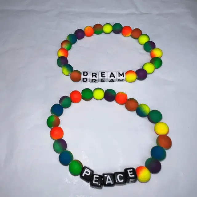 Set of Two Kandi Rave Bracelets Dream” and Peace”