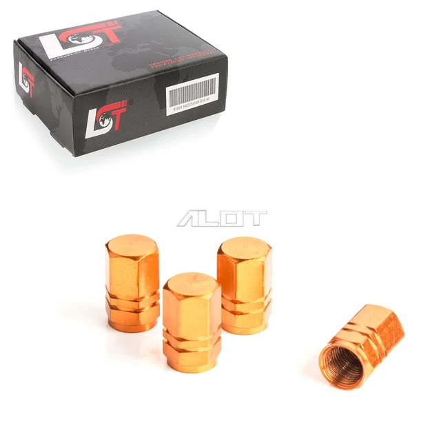 4x Universal Reifen Ventilkappen Autoventil Kappen Set Sechskant Orange