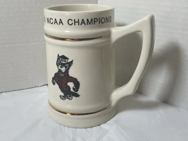 Lewis Bros Ceramic Stein Mug NCAA NC State Championship 1982-83 Basketball Beer