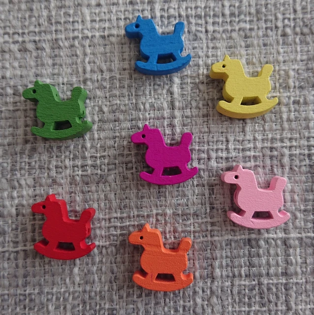 50pcs Wooden Rocking Horse Bead Crafting Crafts Mixed Colours Jewellery Making