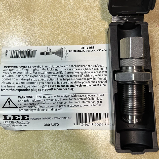 Lee Precision 380 ACP Powder Through Expander Charging Die 90492