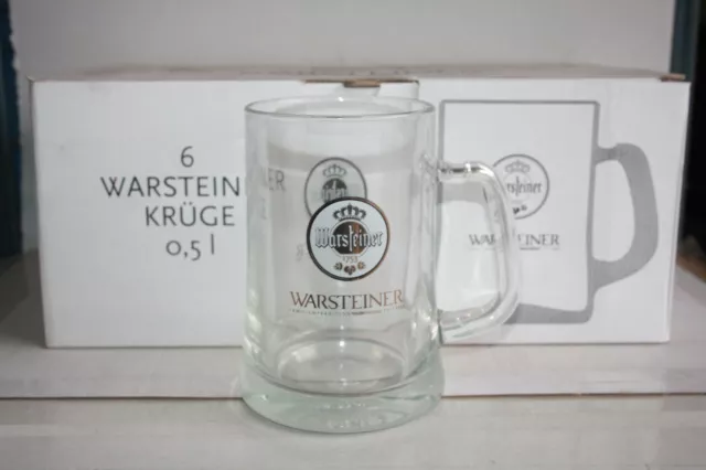 6 Warsteiner Bierkrüge mit Henkel 0,5 Liter = Freundschaftskrug = neues Logo =