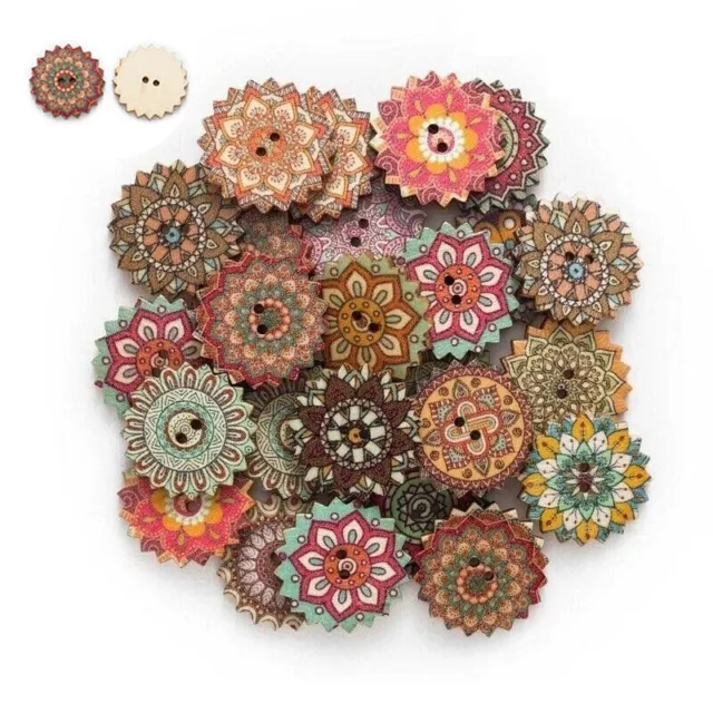 Craft Round Wood Sewing Pcs Buttons 100 DIY Wooden Scrapbooking Holes 2 20/25mm