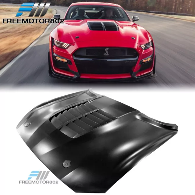 Fits 18-23 Ford Mustang GT500 Style Black Front Hood - Aluminum