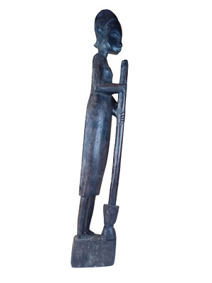 African Statue Ebony Carved Wood Figure Vintage Sculpture Statues
