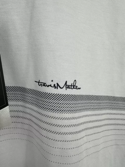NEW TRAVIS MATHEW Unplugged Long Sleeve Golf Polo Shirt White Logo Men ...