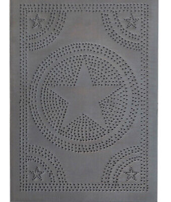 Primitive Country Punched Tin Piesafe Cabinet Panel Star in Blackened Tin Color