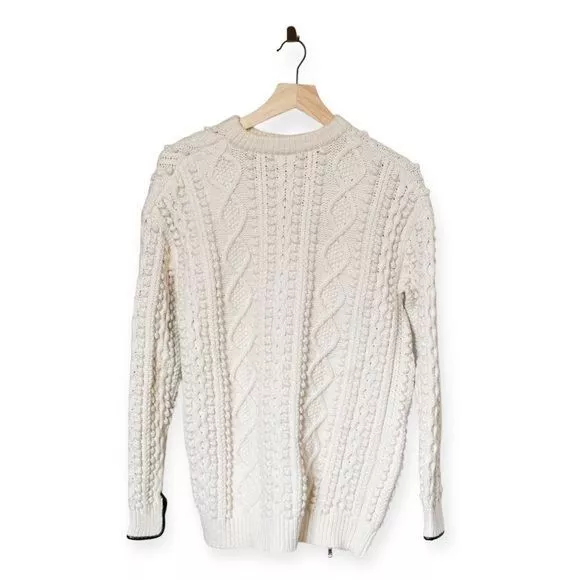 3.1 Phillip Lim cotton blend cable knit side zip sweater, Size XS, Ivory 3