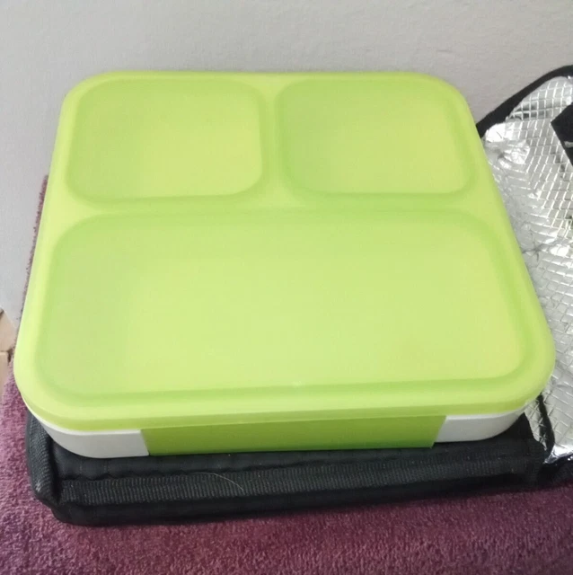 Smart Planet Thin Lunch Bento Box w/ Insulated Bag Green, BPA Free Preowned