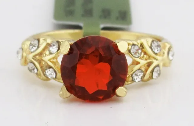 LAB 2.26 Cts RUBY & W.SAPPHIRE 14K YELLOW GOLD PLATED RING  NWT MADE IN USA