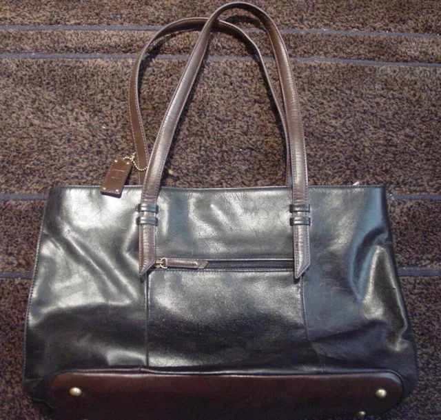 Tignanello Black Brown Leather Bag Handbag Satchel Purse VG NICE USED?