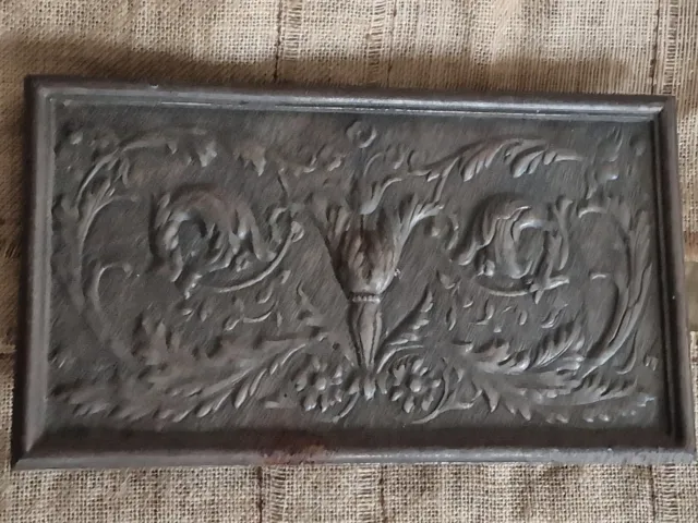 Antique Cast Iron Fire Place Plaque, Decorative Length 33 cm