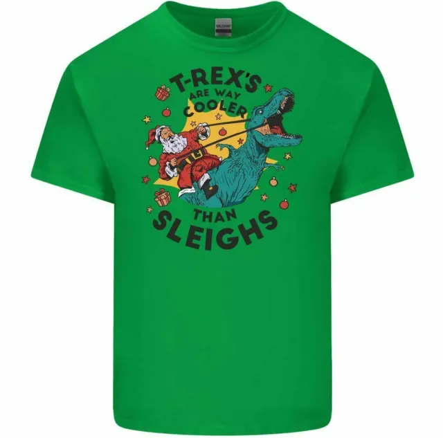 T-Rex's Way Cooler than a Sleigh T-shirt da uomo divertente Natale top secret Babbo Natale 3