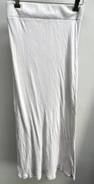 James Perse Woman's high Waisted ribbed Maxi pencil Skirt cream sz 1 #WRTJ5928