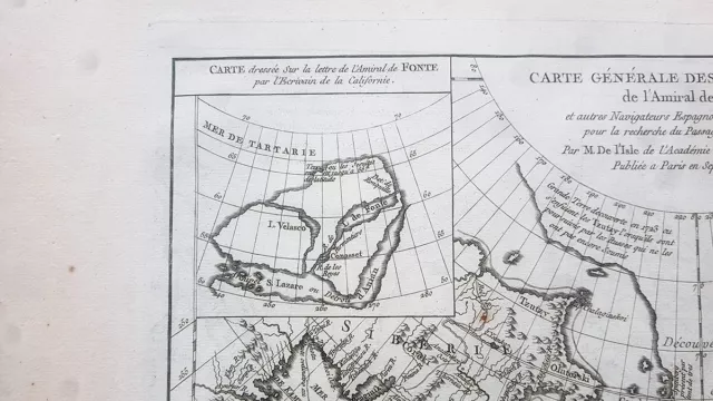 Antique Print Map Northwest America Alaska Arctic Sea Diderot 1781 2