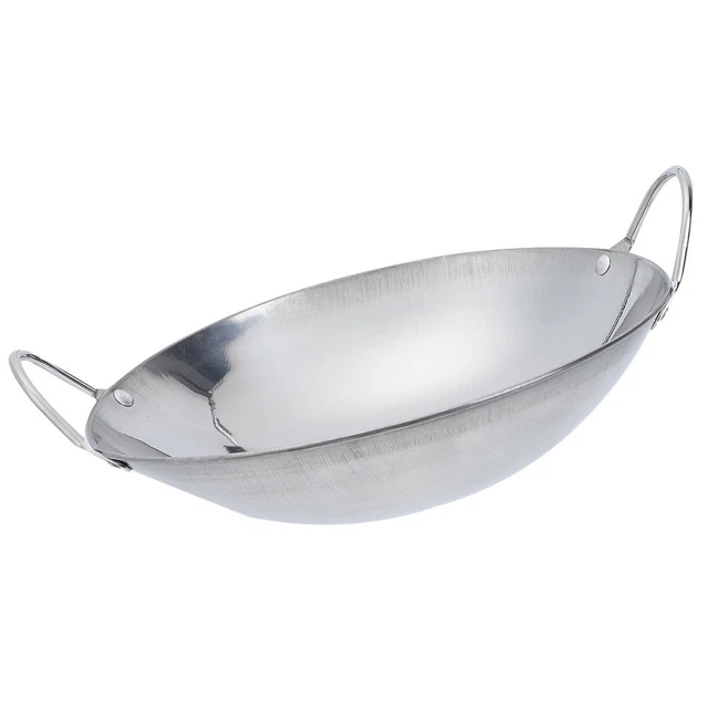 Sartén redonda portátil olla de acero inoxidable sartén doméstica suministro de cocina