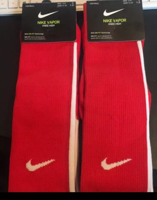NIKE VAPOR KNEE HIGH SOCKS 2 PAIR MENS 6-8 OR WOMENS 6-10 RETAILS $15 Each Pair