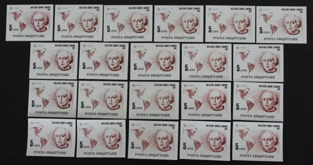 1992 Albanien; 21 mal Block Europa, Kolumbus, postfrisch/MNH, Bl. 97, ME 1575,-