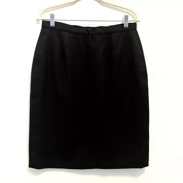 Thierry Mugler Paris Made in France Vintage 80s Black Wool Pencil Skirt Size 44