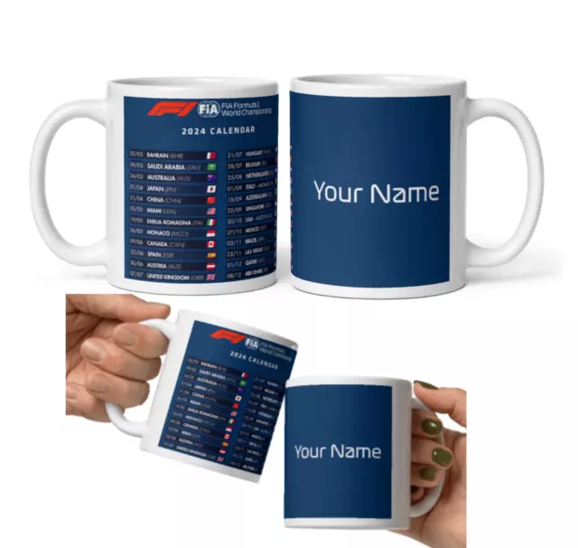 F1 2024 Race Calendar Tea Coffee Mug Cup Formula One Personalised Gift Christmas