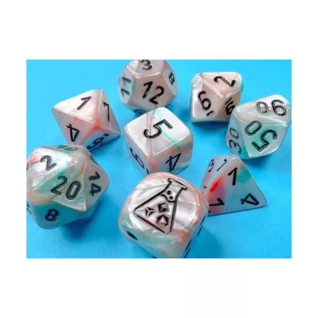 Sea Shell Lustrous Luminary Dice with Black Numbers 7+1 Dice Set 16m (US IMPORT)