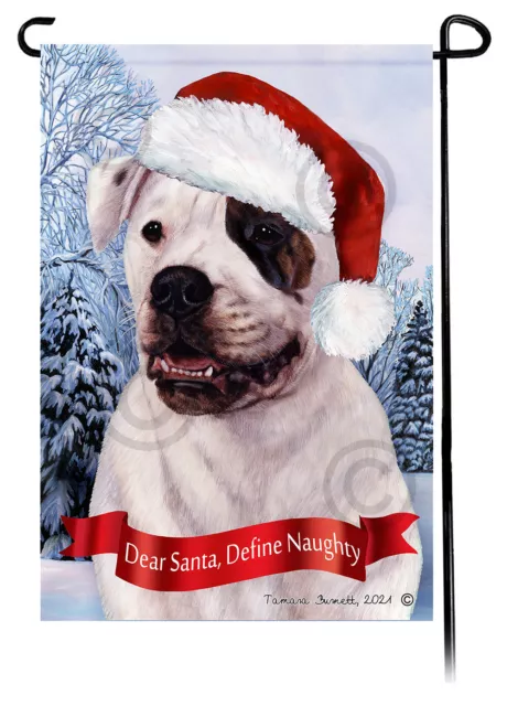 Dear Santa, Define Naughty Garden Flag - Brindle Eye American Bulldog 003