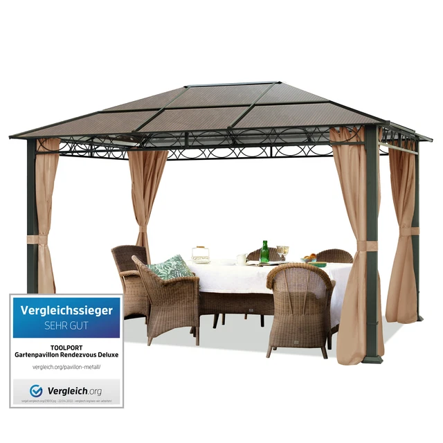 Gartenpavillon 3x4 m Pavillon festes Polycarbonatdach Pergola Partyzelt Alu Zelt