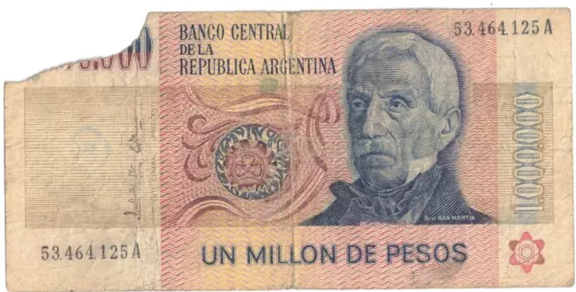 1981 ND Argentina ( 1,000,000) Million Pesos P-310 Bank Note #2