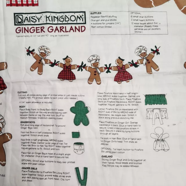 Daisy Kingdom Ginger Garland Gingerbread Boy Girl Fabric Panel 2