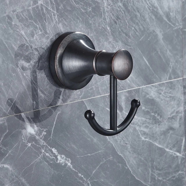 Oil Rubbed Bronze Bathroom Wall Mounted Towel Hook Holder Dual Robe Hook eba663