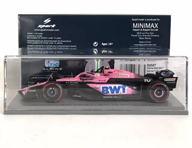 Spark S8567 Alpine A523 BWT F1 Pierre Gasly 9th F1 Bahrain GP 2023 1:43