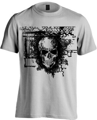 Grunge Skull Distressed T-Shirt Men's | S - 5XL | 12 Colours | Gothic Biker rock
