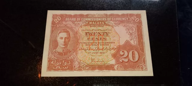 1941 Twenty Cent Note Malaya ( 20 Cents )