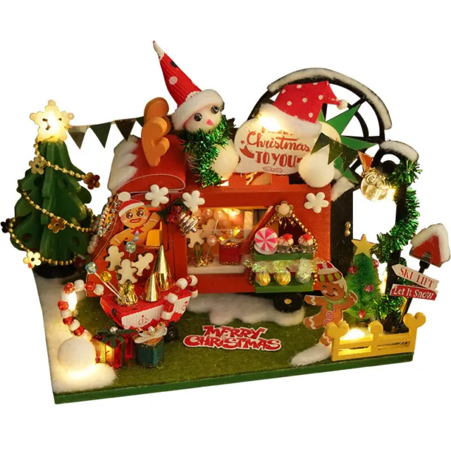 1x Mini Dollhouse Kit Christmas Xmas Room Box Miniature DIY Handmade Gift