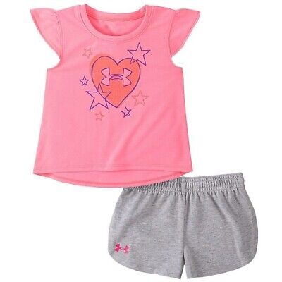 New Under Armour Little Girl Star Crossed Tee & Shorts Set Choose Size