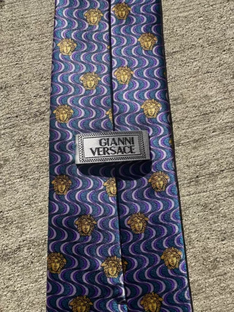 Gianni Versace Medusa Head All Over  Print Silk Neck Tie