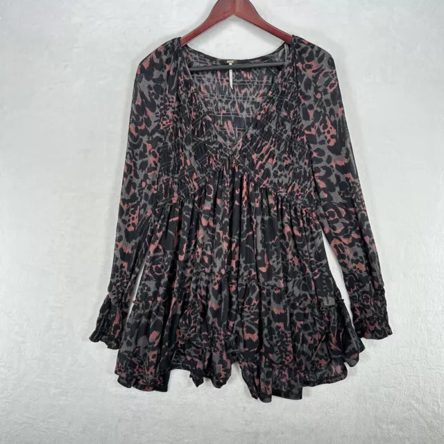 Free People Blouse Womens Medium Dark Romance Tunic Beach Top Boho Oversized