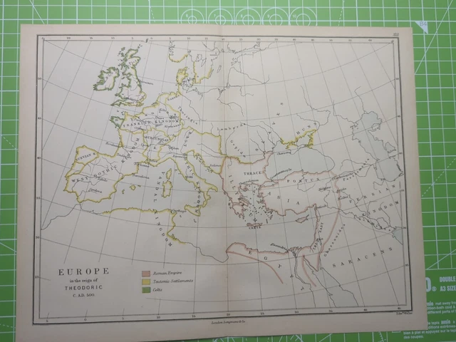 1882 Europe In The Reign Of Theodoric C AD 500 Map - Weller