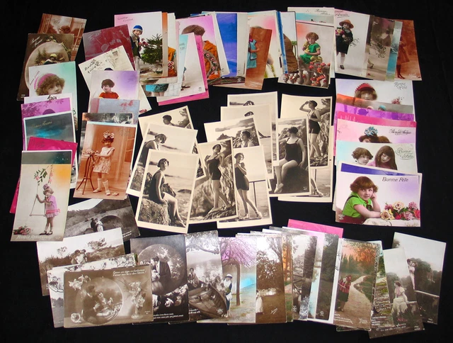 Lot 106 Cpa Art Deco Enfant Fillette Miss Pin-Up Garconne Flapper Homme Dandy