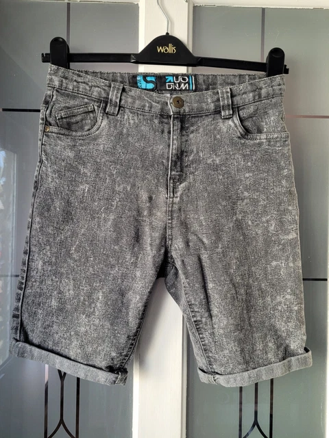 Pantaloncini denim Urban Outlaws da ragazzo sottili neri sbiaditi età 14 anni